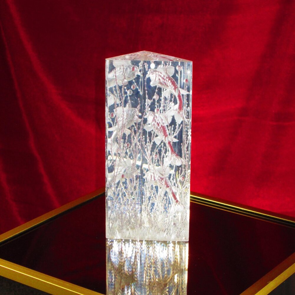 Vintage Lucite Koi Fish Sculpture